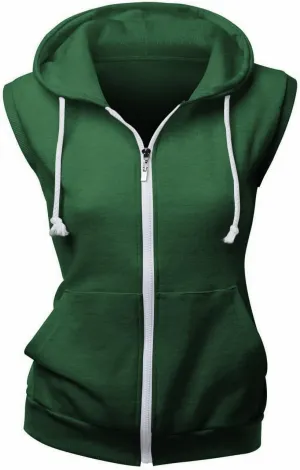Womens Cotton Zip Up Hoodie Vest