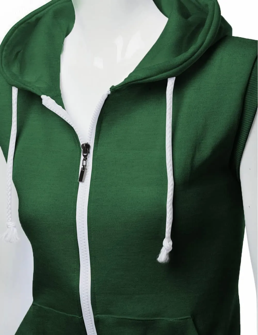 Womens Cotton Zip Up Hoodie Vest