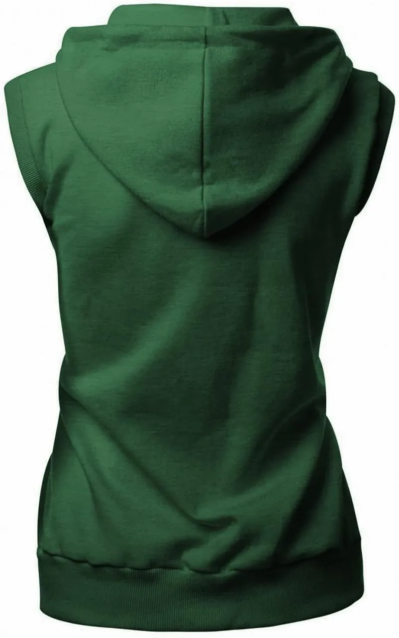 Womens Cotton Zip Up Hoodie Vest
