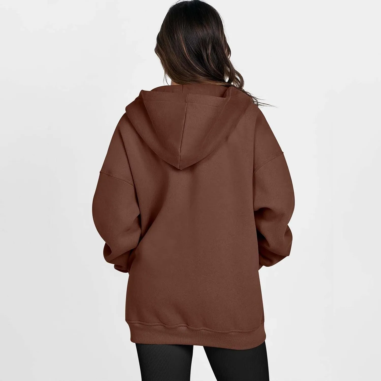 Women's Full Zip Up Sweatshirt Oversized Hooded Jacket Trendy Fleece Lined Hoodies Lightweight Gym Coats with Pockets