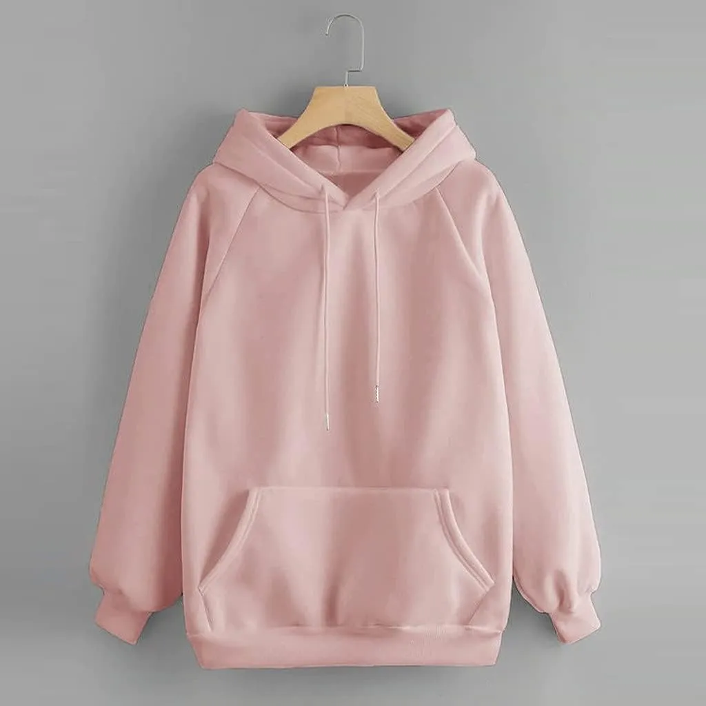 Women's Hoodies Casual Long Sleeve Pullover Tops Pocket Solid Oversized Fall Winter Lightweight Hooded Sweatshirts