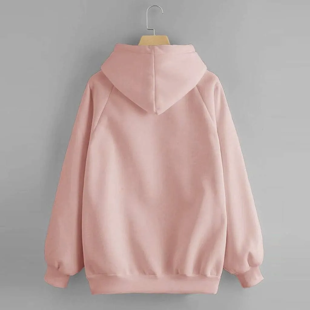 Women's Hoodies Casual Long Sleeve Pullover Tops Pocket Solid Oversized Fall Winter Lightweight Hooded Sweatshirts