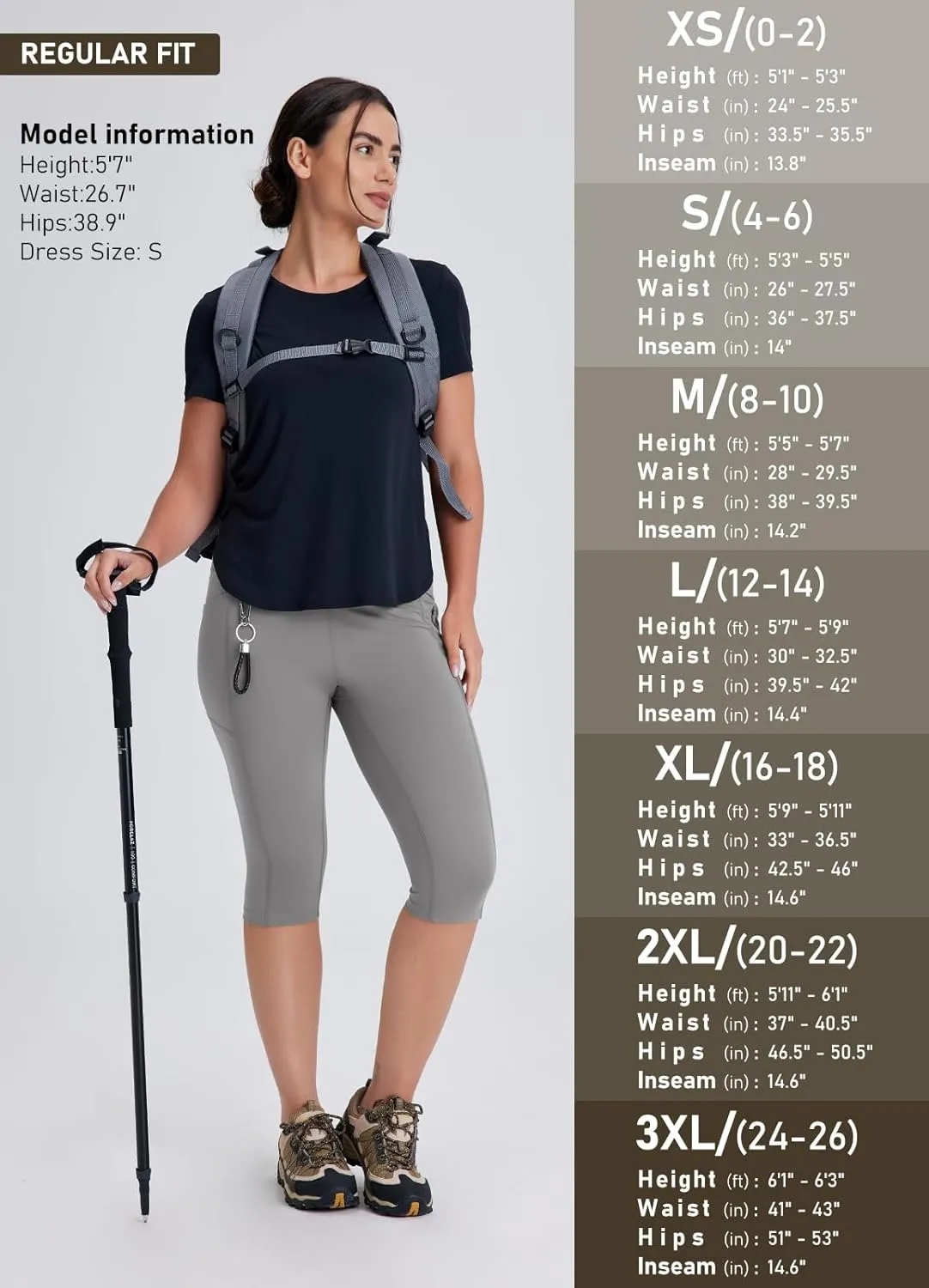Women's Long Biker Shorts Hiking Knee Length Capri Leggings, High Waisted Bermuda Shorts with Pockets 14 Inch