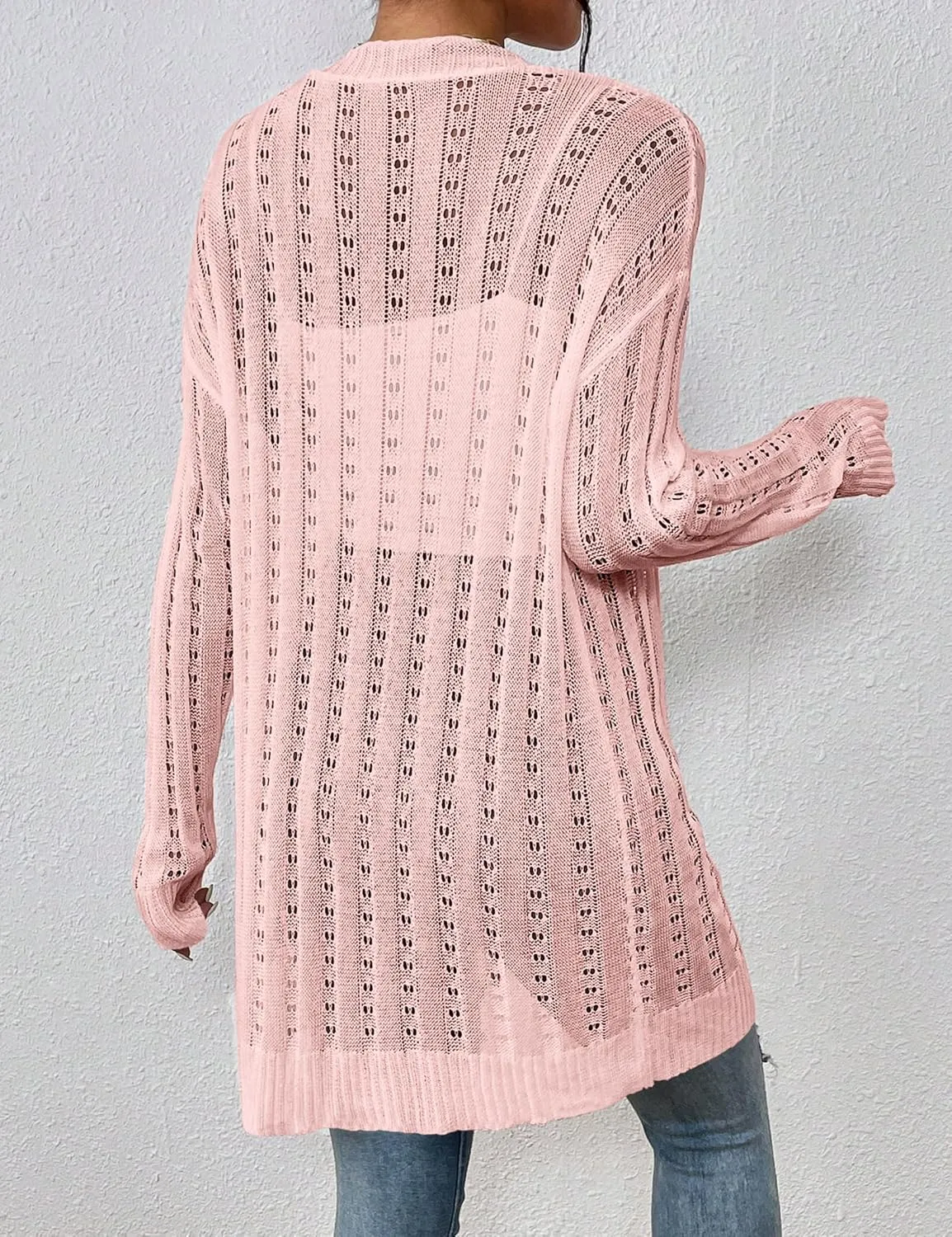 Womens Open Front Lightweight Cardigan Sweaters Crochet Long Sleeve Cardigans Summer Boho Beach Swimsuit Cover Up
