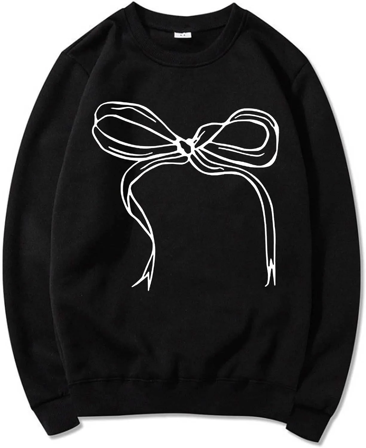 Womens Oversized Crewneck Sweatshirt Hoodies Women Cute Bow Graphic Sweatshirts Long Sleeve Fleece Pullover Bow Sweater Y2k