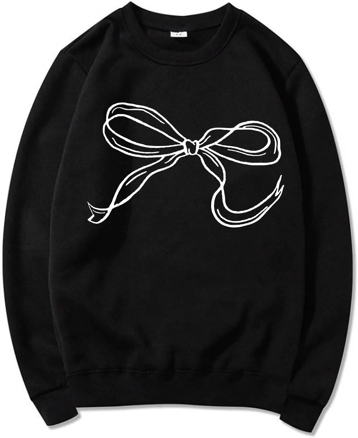 Womens Oversized Crewneck Sweatshirt Hoodies Women Cute Bow Graphic Sweatshirts Long Sleeve Fleece Pullover Bow Sweater Y2k