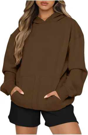 Womens Oversized Hoodies Sweatshirts Casual Long Sleeve Fleece Hooded Pullover Tops Fall Winter Clothes