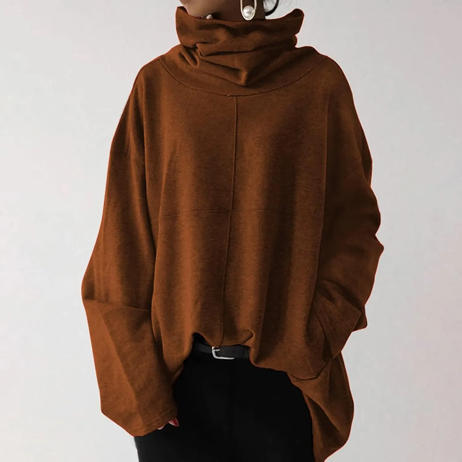 Women's Oversized Sweatshirts 2024 Cowl Neck Casual Loose Fit Hoodies Fall Trendy Pullover Long Sleeve Tunic Top