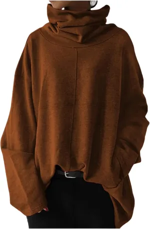 Women's Oversized Sweatshirts 2024 Cowl Neck Casual Loose Fit Hoodies Fall Trendy Pullover Long Sleeve Tunic Top