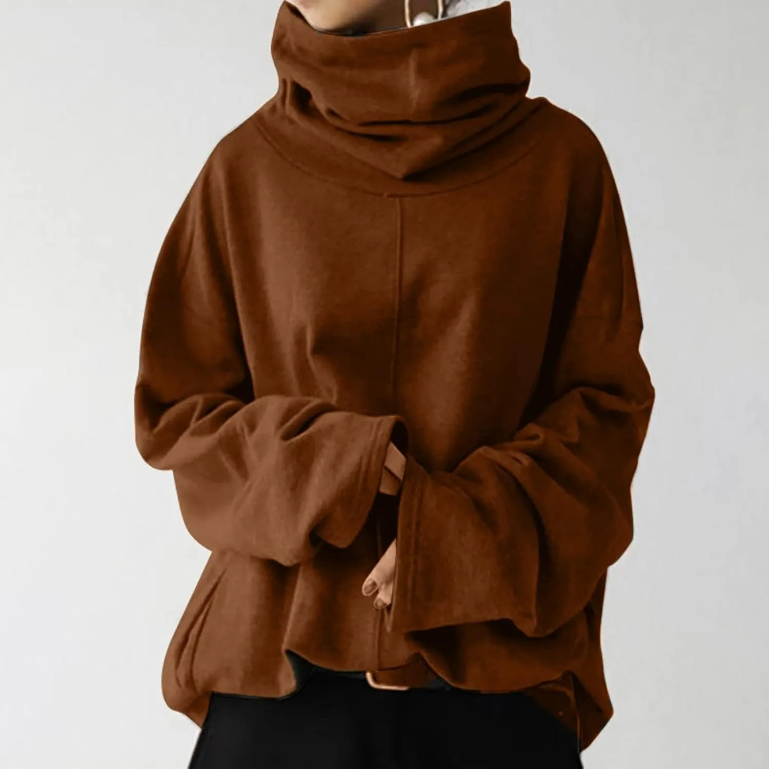 Women's Oversized Sweatshirts 2024 Cowl Neck Casual Loose Fit Hoodies Fall Trendy Pullover Long Sleeve Tunic Top