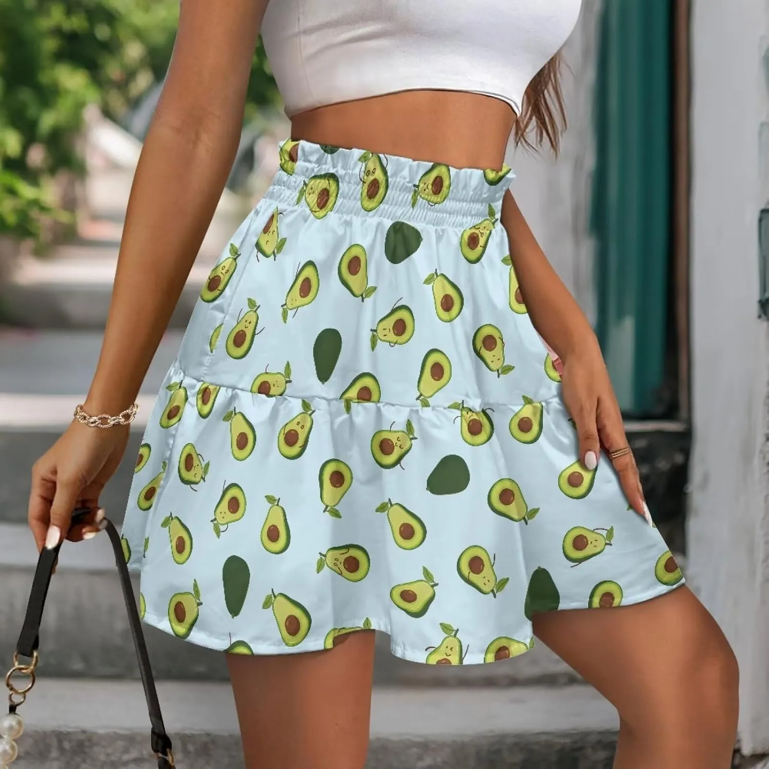 Women's Ruffle Flowy Mini Skirt Summer Pleated High Waisted Casual Skirts for Tennis Cycling Cricket Golf