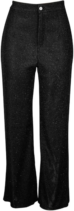 Women's Shiny Sequin Pants Fashion High Waisted Wide Leg Casual Pants Comfy Loose Fit Wrinkle Free Club Party Slacks