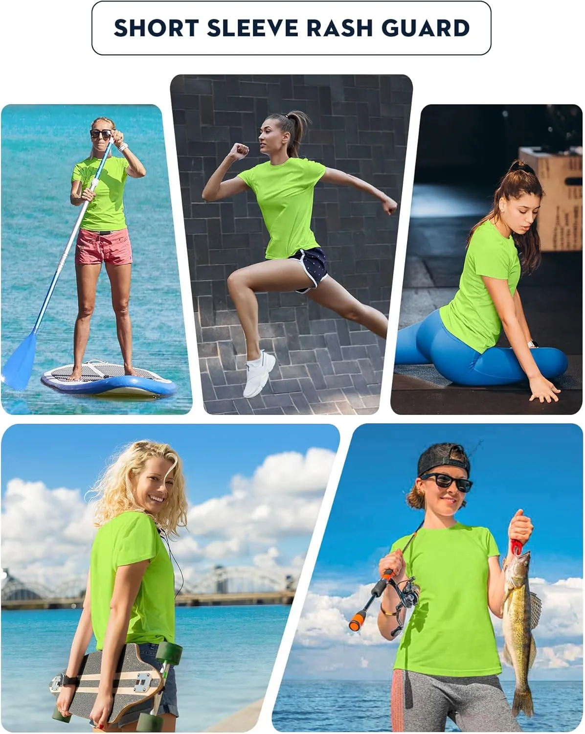 Women's Short Sleeve Swim Sun Shirt UPF 50  UV Protection Rash Guard Cooling Quick Dry Lightweight Workout Tops Outdoor Tee
