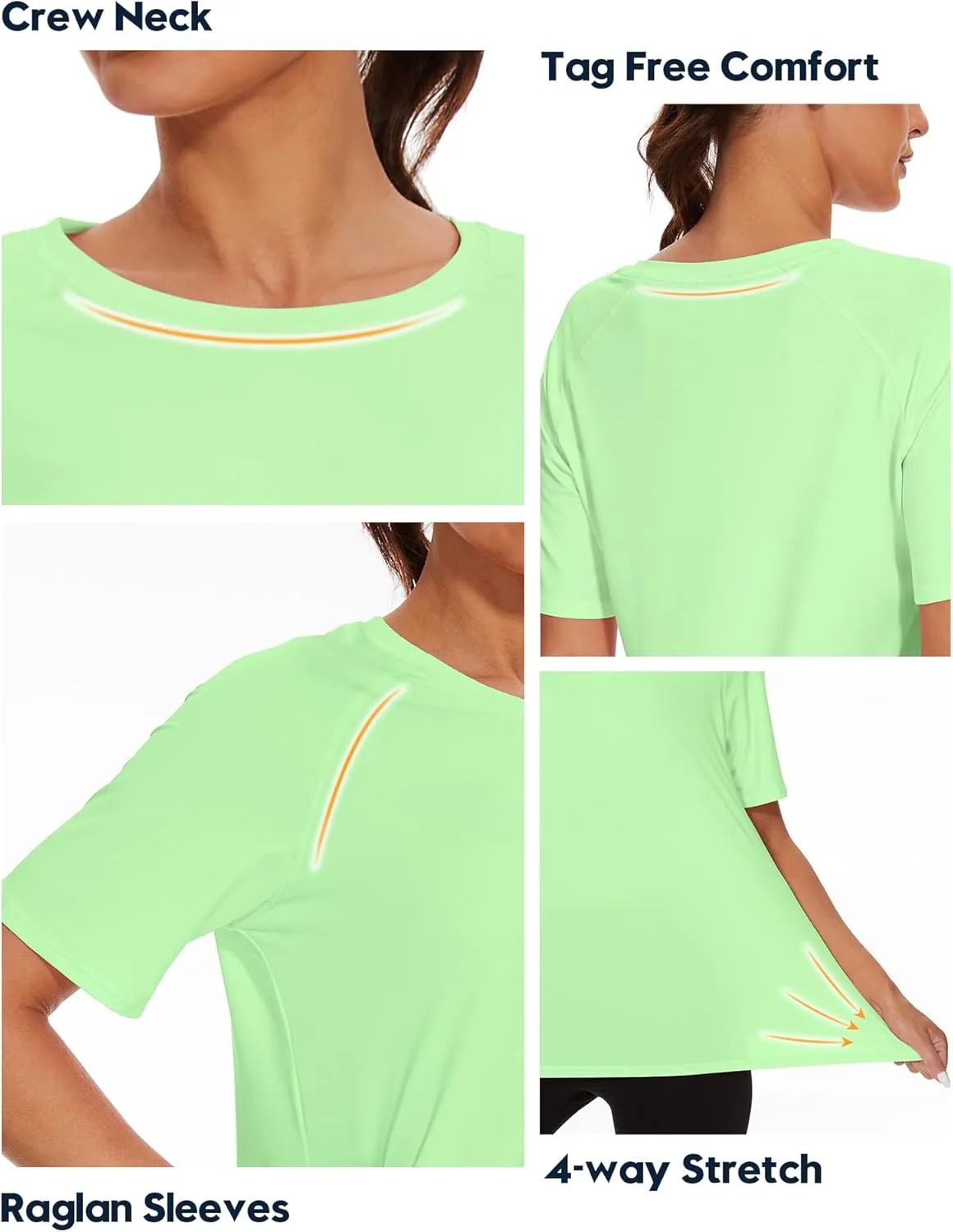 Women's Short Sleeve Swim Sun Shirt UPF 50  UV Protection Rash Guard Cooling Quick Dry Lightweight Workout Tops Outdoor Tee