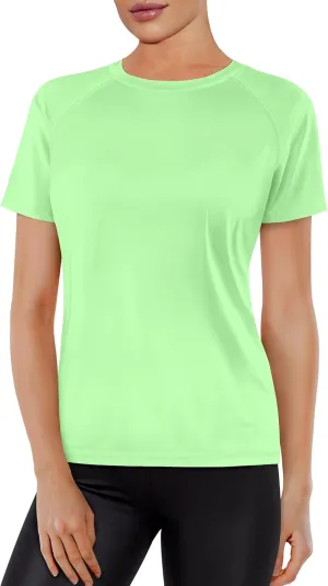 Women's Short Sleeve Swim Sun Shirt UPF 50  UV Protection Rash Guard Cooling Quick Dry Lightweight Workout Tops Outdoor Tee