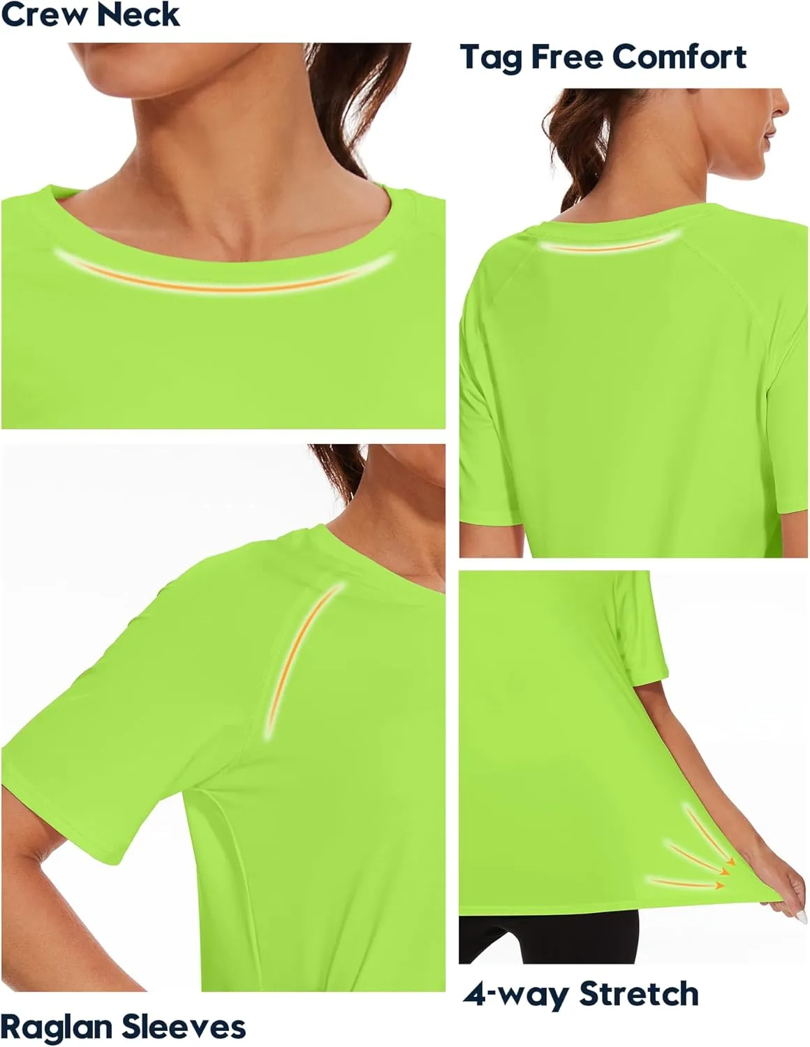Women's Short Sleeve Swim Sun Shirt UPF 50  UV Protection Rash Guard Cooling Quick Dry Lightweight Workout Tops Outdoor Tee