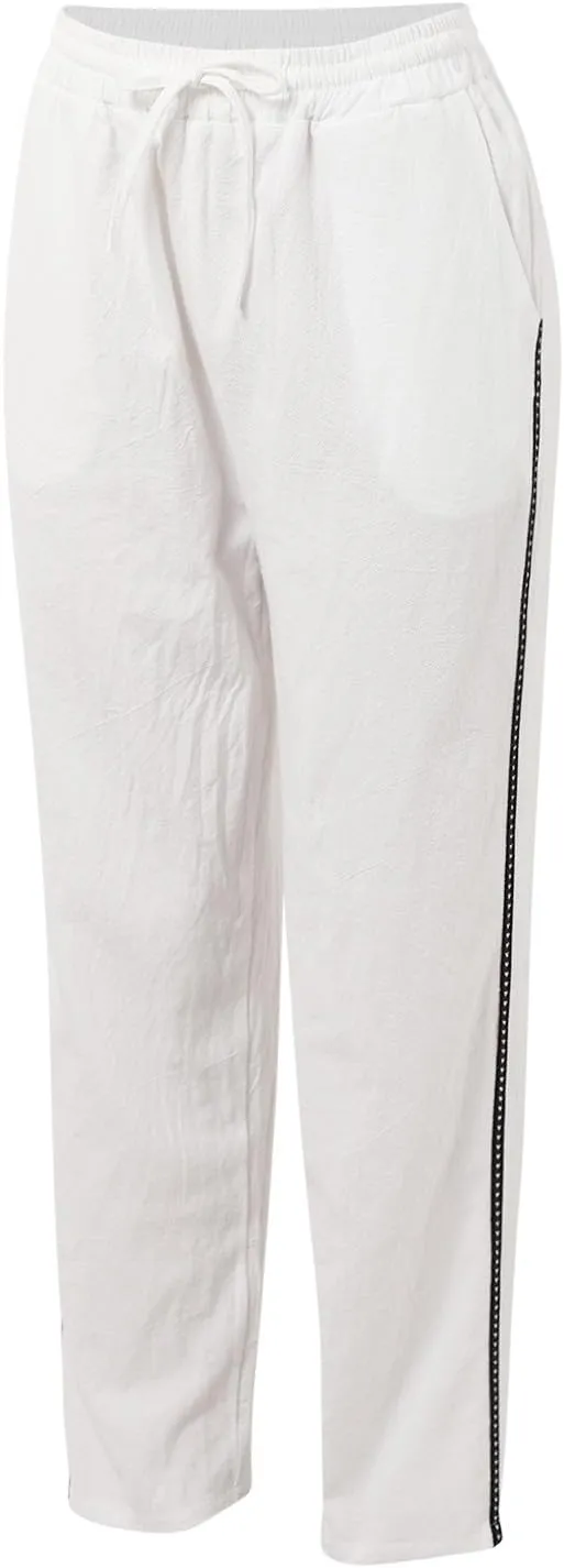 Women's Summer Casual Linen Pants Straight Leg Elastic Waist Trousers with Pockets Soft Travel Loose Fit Lounge Pant
