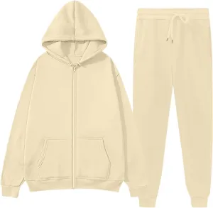 Womens Sweatsuits 2 Piece Set Oversized Workout Sets Lounge Sweatshirt with Pockets Jogger Hoodies and Pants Sets
