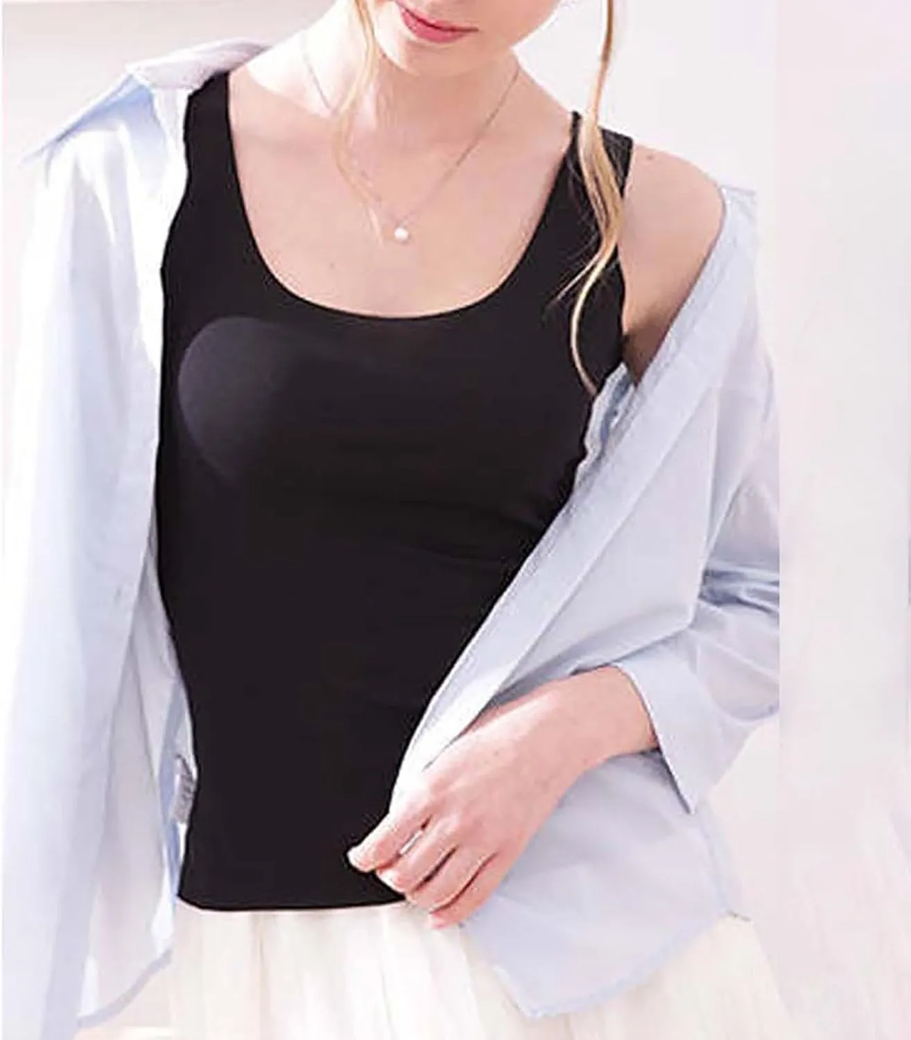 Womens Tank Tops with Built in Bra Cotton Sleeveless Camisole Shelf Bra Tops Yoga Shirts with Support Undershirts
