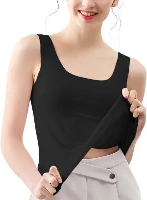 Womens Tank Tops with Built in Bra Cotton Sleeveless Camisole Shelf Bra Tops Yoga Shirts with Support Undershirts