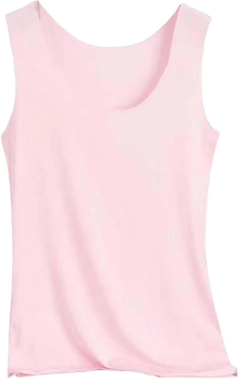 Womens Tank Tops with Built in Bra Cotton Sleeveless Camisole Shelf Bra Tops Yoga Shirts with Support Undershirts
