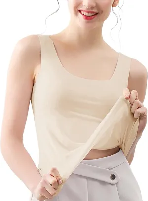 Womens Tank Tops with Built in Bra Cotton Sleeveless Camisole Shelf Bra Tops Yoga Shirts with Support Undershirts