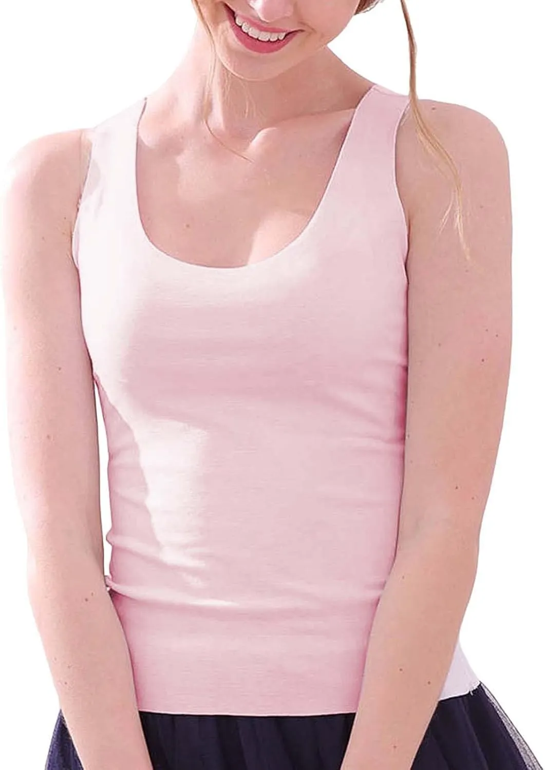 Womens Tank Tops with Built in Bra Cotton Sleeveless Camisole Shelf Bra Tops Yoga Shirts with Support Undershirts