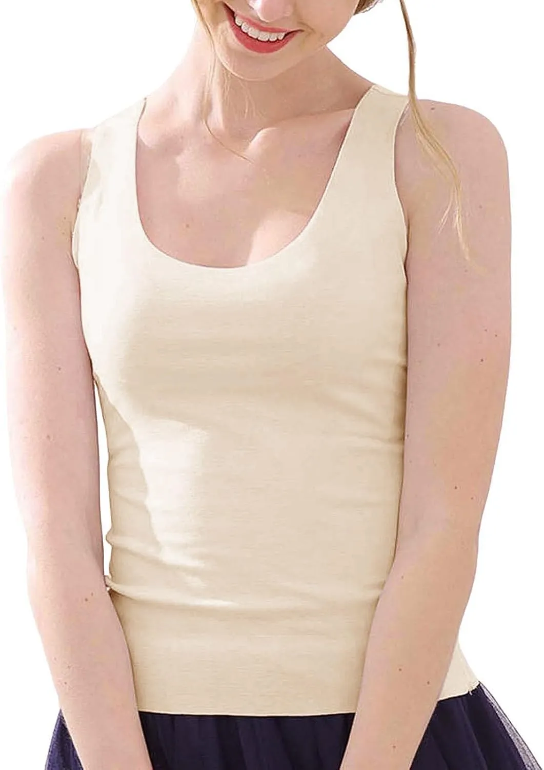 Womens Tank Tops with Built in Bra Cotton Sleeveless Camisole Shelf Bra Tops Yoga Shirts with Support Undershirts