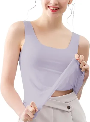 Womens Tank Tops with Built in Bra Cotton Sleeveless Camisole Shelf Bra Tops Yoga Shirts with Support Undershirts