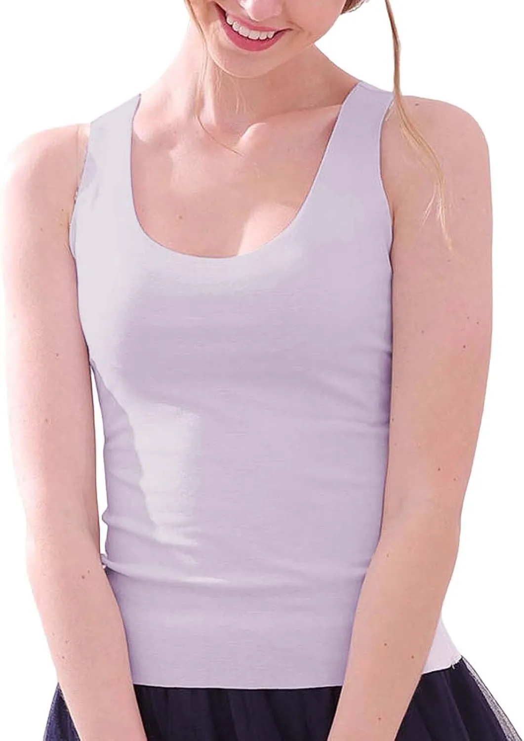 Womens Tank Tops with Built in Bra Cotton Sleeveless Camisole Shelf Bra Tops Yoga Shirts with Support Undershirts