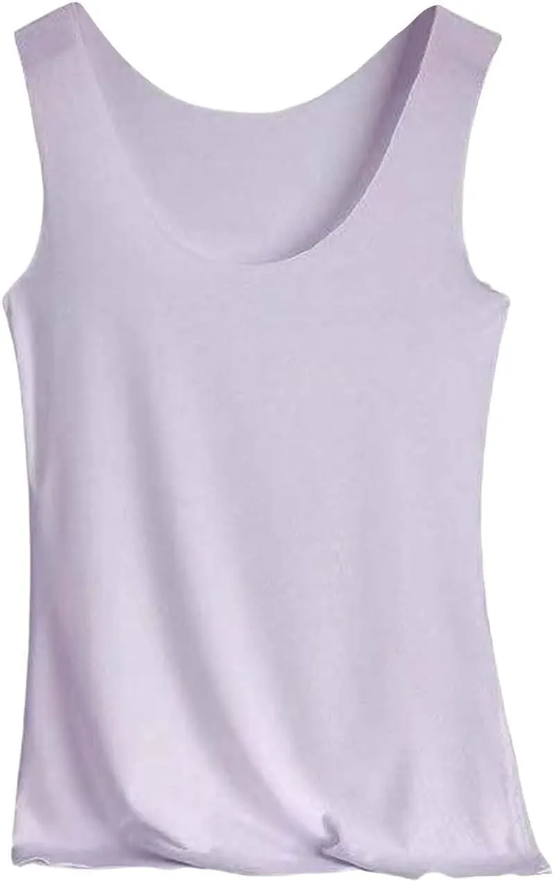 Womens Tank Tops with Built in Bra Cotton Sleeveless Camisole Shelf Bra Tops Yoga Shirts with Support Undershirts