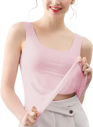 Womens Tank Tops with Built in Bra Cotton Sleeveless Camisole Shelf Bra Tops Yoga Shirts with Support Undershirts