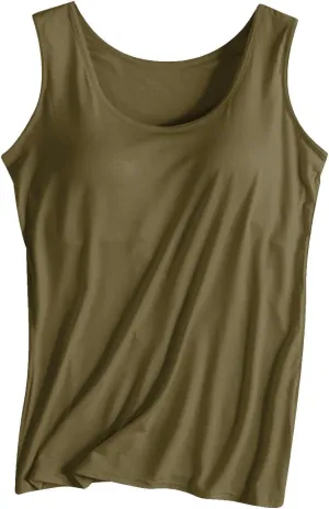 Womens Tank Tops with Built in Bra Summer Basic Padded Yoga Shirt Shelf Bras Workout Camisole Casual Modal Undershirt