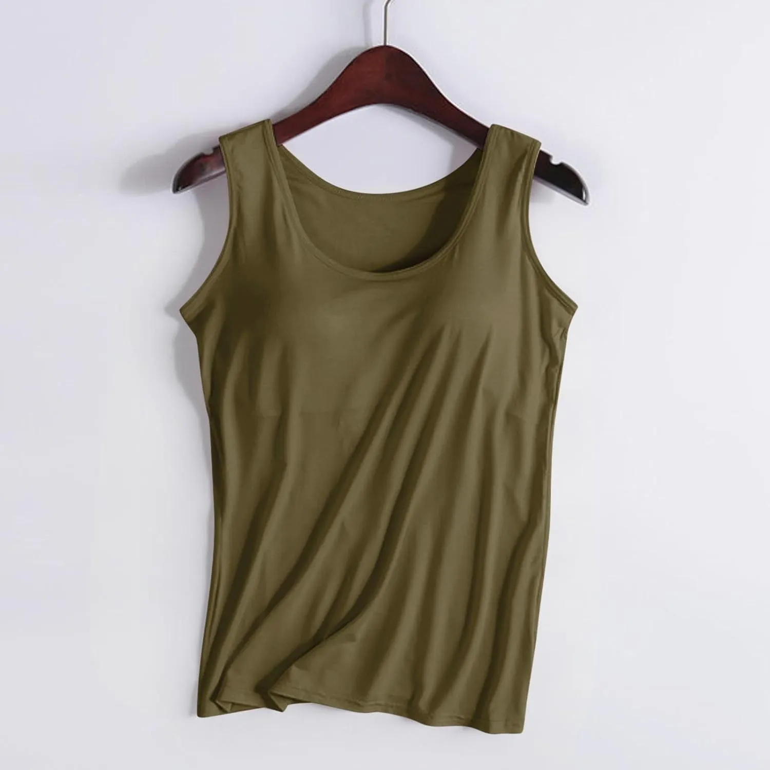 Womens Tank Tops with Built in Bra Summer Basic Padded Yoga Shirt Shelf Bras Workout Camisole Casual Modal Undershirt