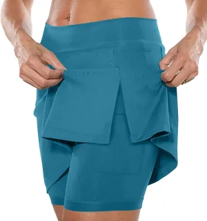 Women's Tennis Golf Skirts with Shorts High Waisted Underneath Mini Athletic Skorts Pickleball Outfits with Pockets