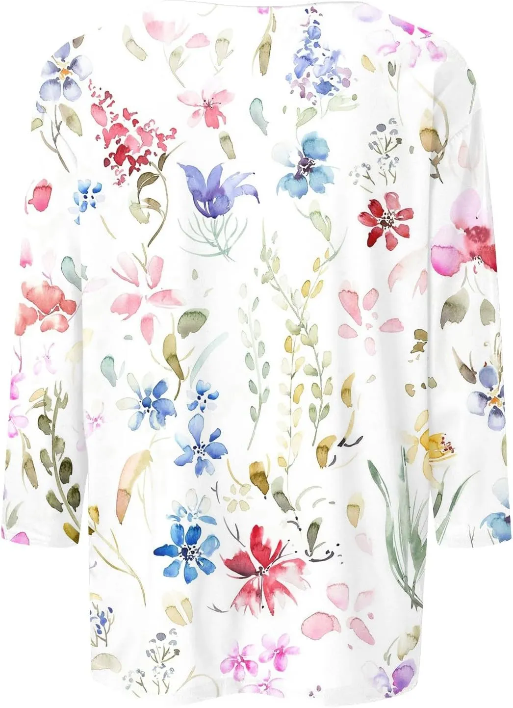 Womens Tops 3/4 Sleeve Shirts Trendy Floral Blouses Casual Loose Fit Summer Tee Crewneck Tunic Tops 2024 S-5XL