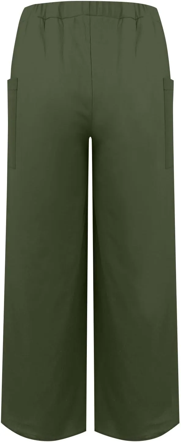 Womens Wide Leg Summer Pants Flowy Side Split Palazzo Beach Boho High Waisted Casual Lounge Trousers Plus Size
