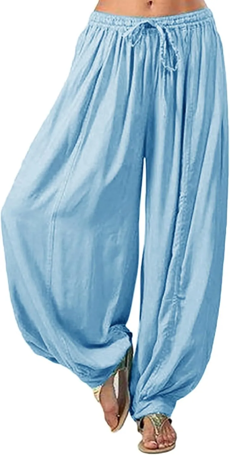 Womens Wide Leg Yoga Pants Women Plus Size Solid Color Casual Loose Pants Yoga Pants Women Trousers Travel Trousers