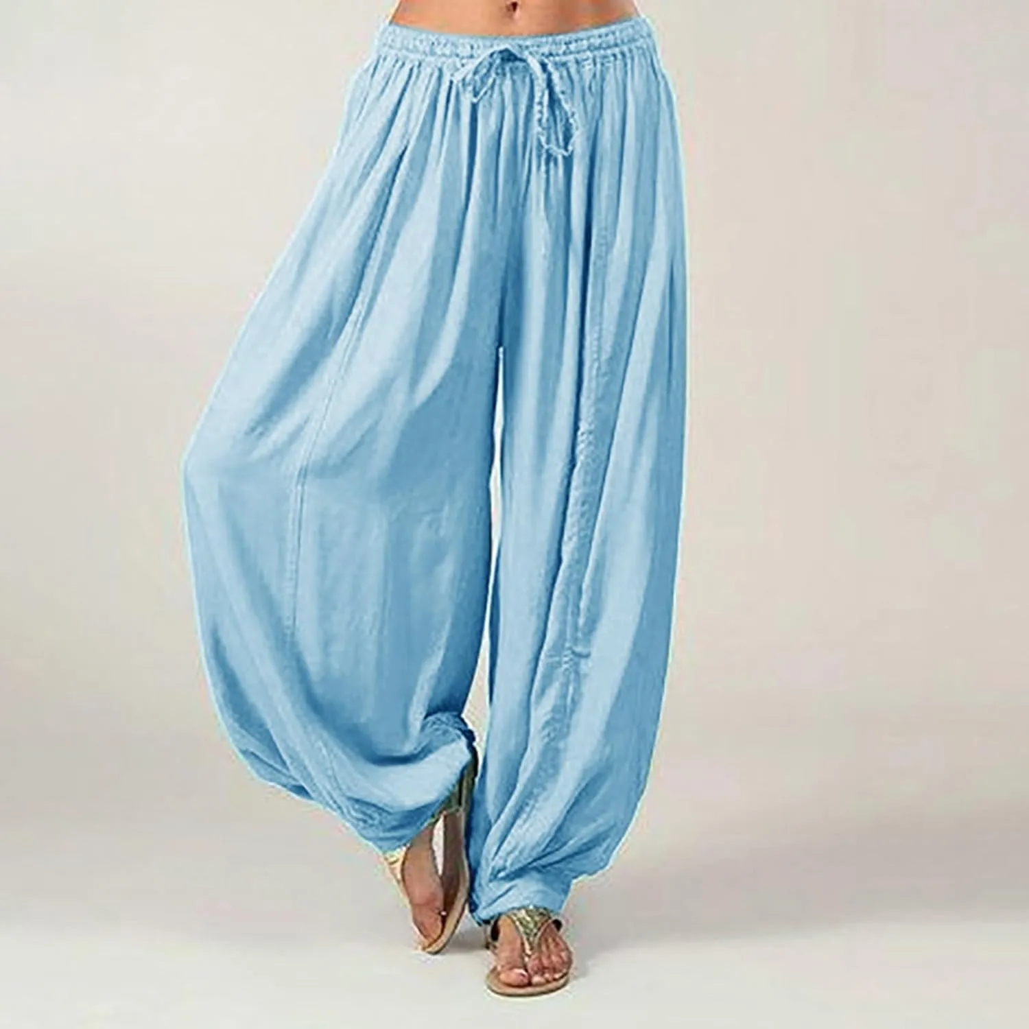 Womens Wide Leg Yoga Pants Women Plus Size Solid Color Casual Loose Pants Yoga Pants Women Trousers Travel Trousers