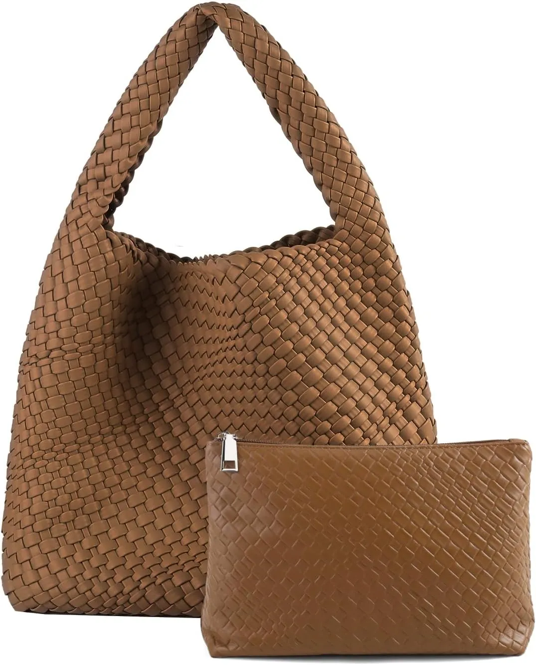 Woven Tote Bag For Women,Vegan Leather Hand Woven Handbags And Purse,Shoulder Bag Top-Handle Bag All-Match Underarm Bag