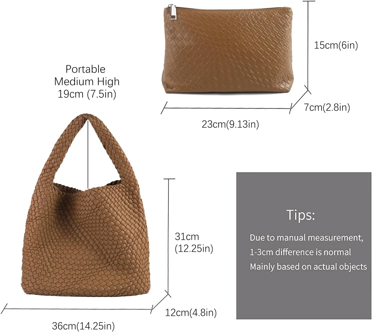 Woven Tote Bag For Women,Vegan Leather Hand Woven Handbags And Purse,Shoulder Bag Top-Handle Bag All-Match Underarm Bag
