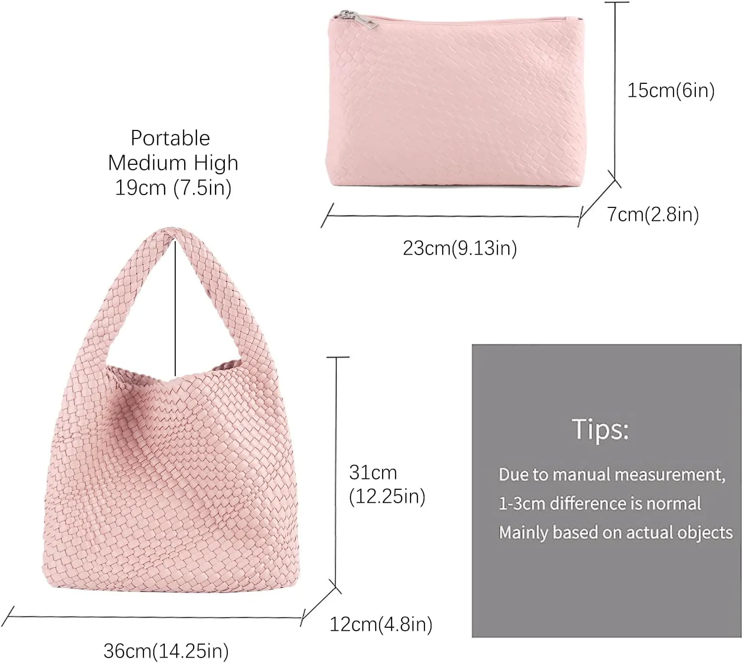 Woven Tote Bag For Women,Vegan Leather Hand Woven Handbags And Purse,Shoulder Bag Top-Handle Bag All-Match Underarm Bag