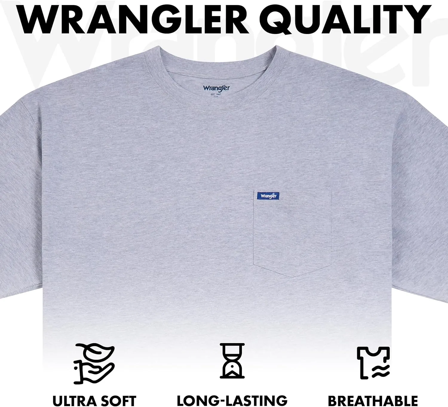 Wrangler Big and Tall T-Shirts for Men - 2 Pack Cotton Tee with Chest Pocket