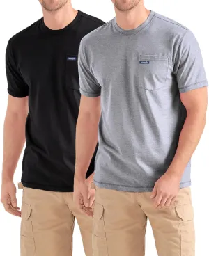 Wrangler Big and Tall T-Shirts for Men - 2 Pack Cotton Tee with Chest Pocket