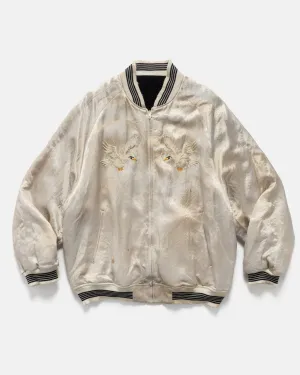 x Keita Maruyama Vintage Satin / Velvet Reversible Zip Jacket Greige/Black