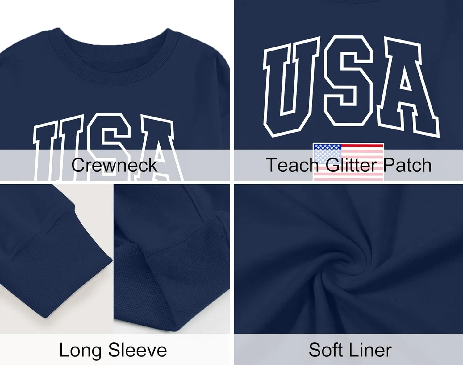 YI XIANG RAN USA Sweatshirt Women: American Shirt 1776 Patriotic TShirt Stars Stripes Glitter Pullover 4th of July Tee Tops