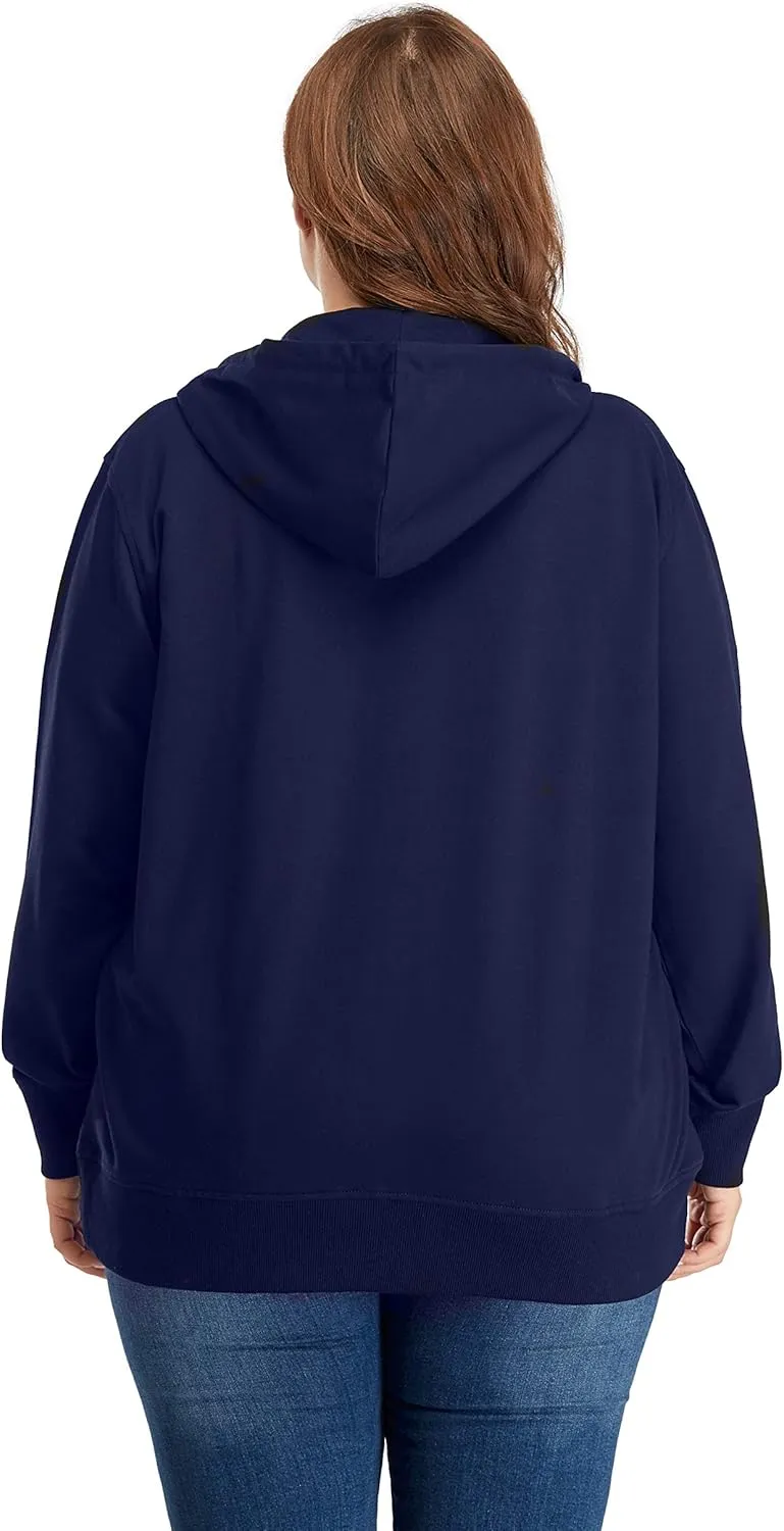 ZERDOCEAN Women's Plus Size Full Zip-Up Hoodie Jacket Cotton Sweatshirt