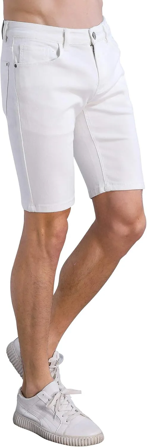 ZLZ Slim Ripped Jean Short for Men, Men's Casual Stretch Slim Fit Denim Short