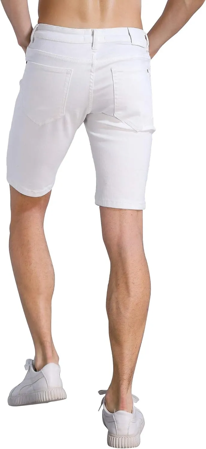 ZLZ Slim Ripped Jean Short for Men, Men's Casual Stretch Slim Fit Denim Short