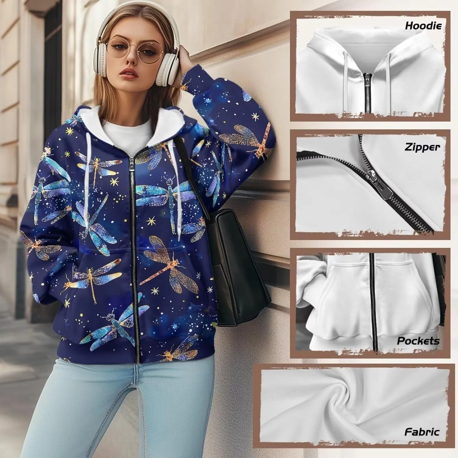 ZOUTAIRONG Hoodies for Women Zip Up Hoodie Oversize Sweatshirt Womens Jackets with Pocket